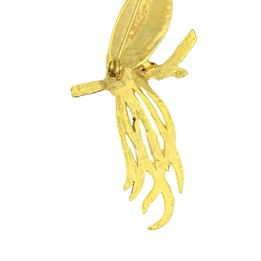 Vintage Gold Tone, Marcasite And Enamel Bird Of Paradise Brooch (1811) - Picture 6 of 6